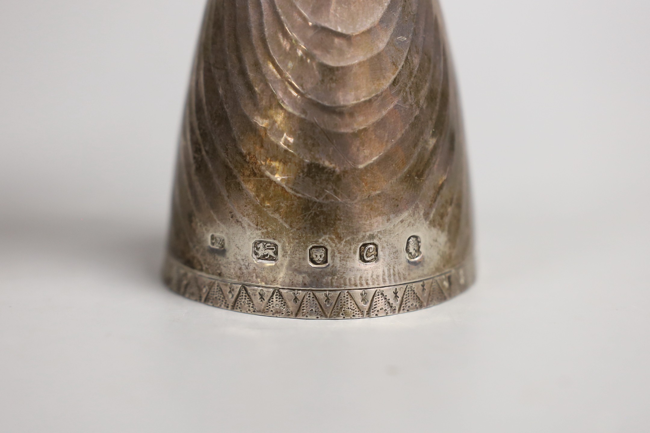 A modern silver wager cup, of typical form, maker JW, London, 1977, 19.6cm, 12.6oz.